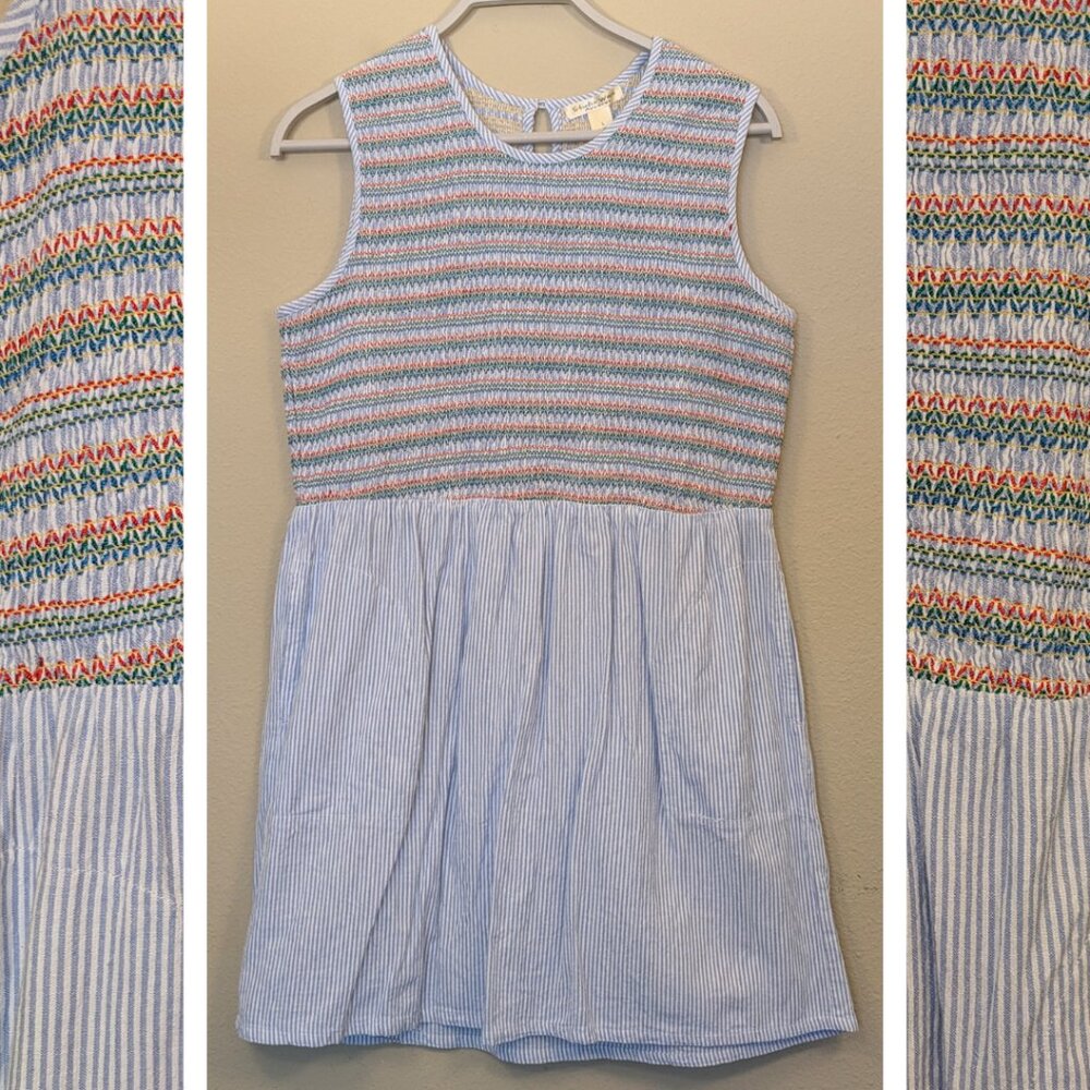 Colorful Embroidered Seersucker Dress - 100% Cotton!